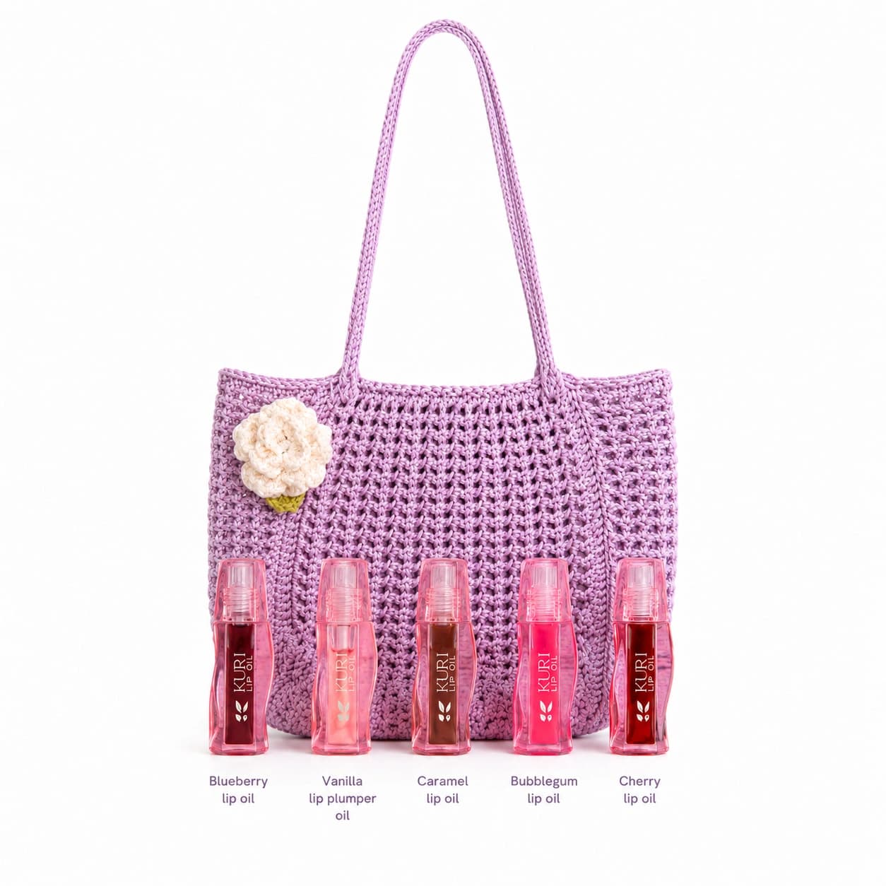 Kuri Lip Oil Collection + Kuri Crochet Tote Bag