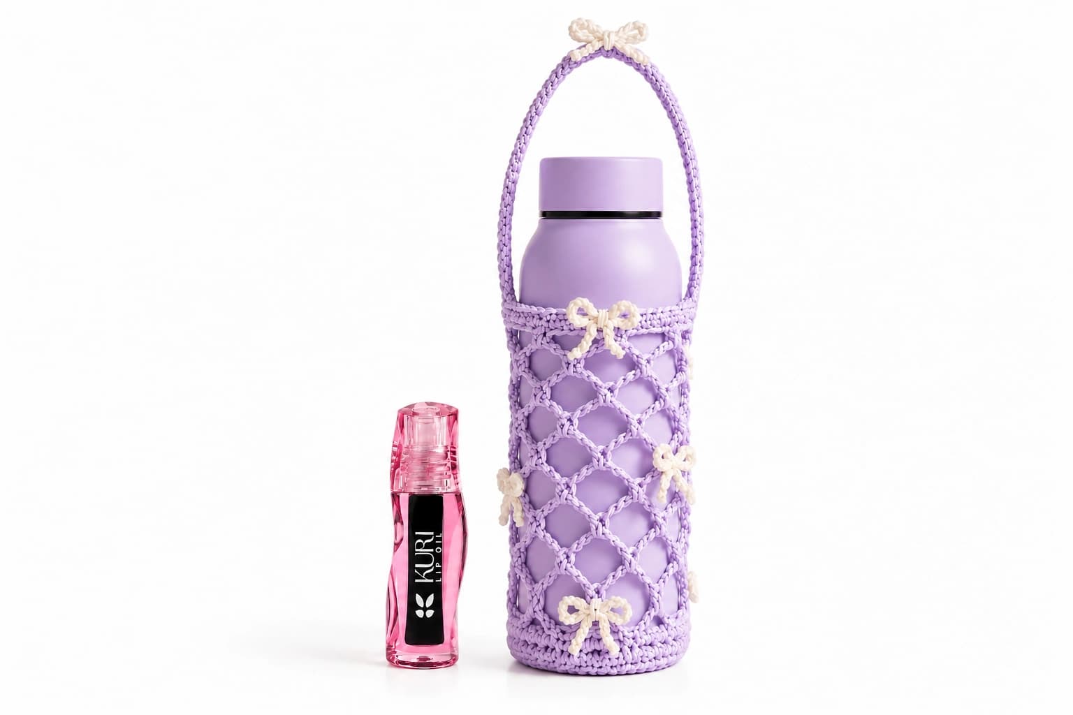 Kuri Blueberry Lip Oil + Kuri Crochet Bottle Holder